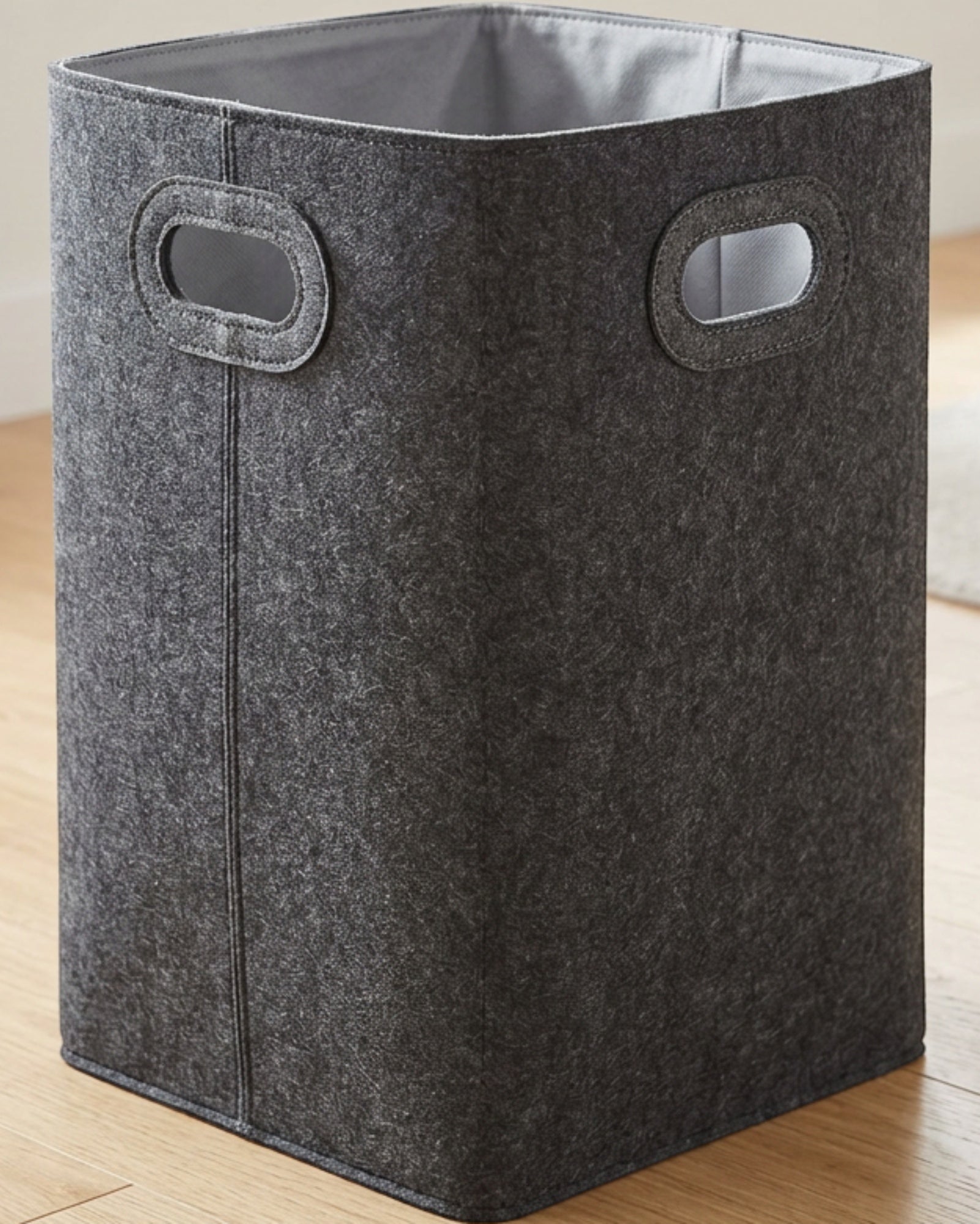 Zivno Tall Square Felt Foldable Storage Basket 45 cm Charcoal - Lifestyle view