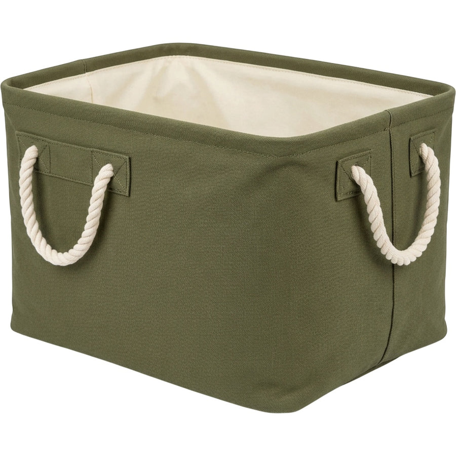 Zivno Rectangular Canvas Foldable Basket with Rope Handles 38 cm Olive